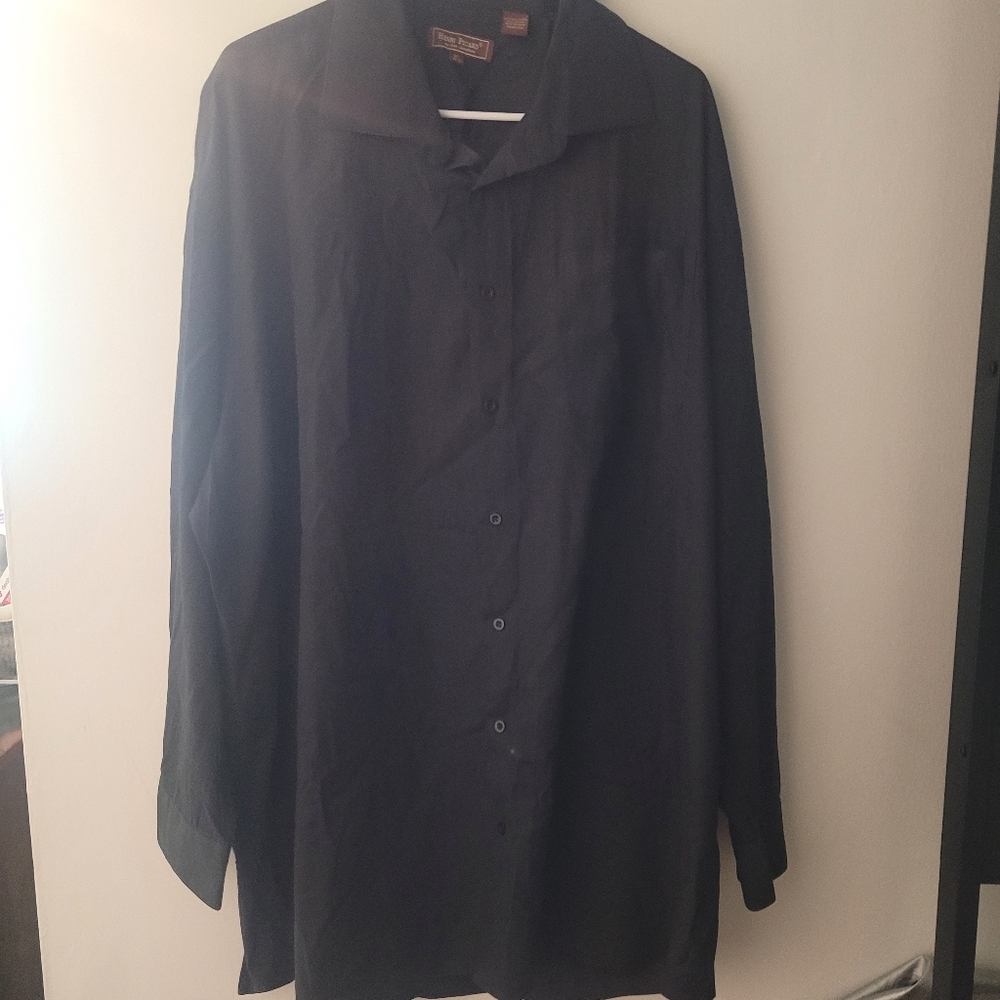 Henri Picard Men's Black Button-Up Dress Shirt Size 19 1/2 36/37